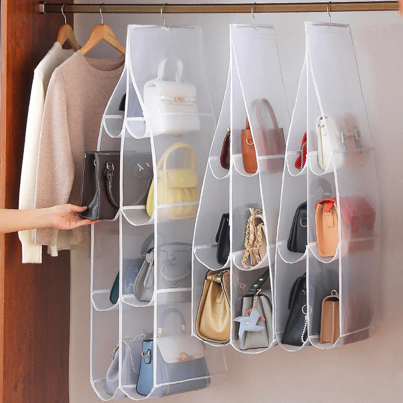 Hanging Handbag Organizer with 6 or 8 Pockets