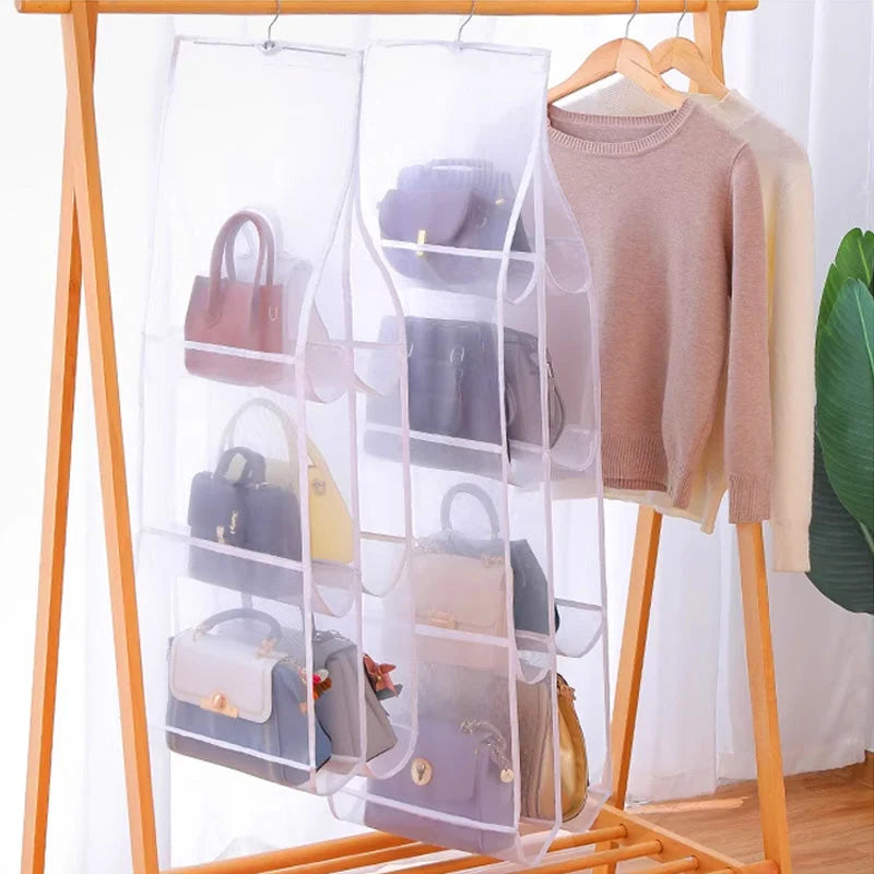 Hanging Handbag Organizer with 6 or 8 Pockets