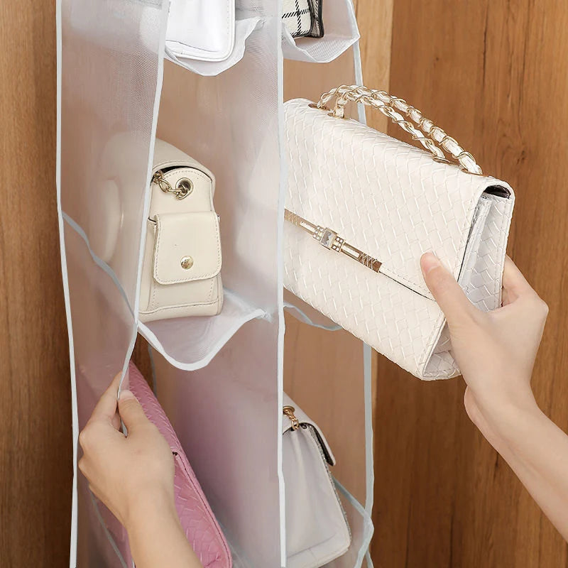 Hanging Handbag Organizer with 6 or 8 Pockets
